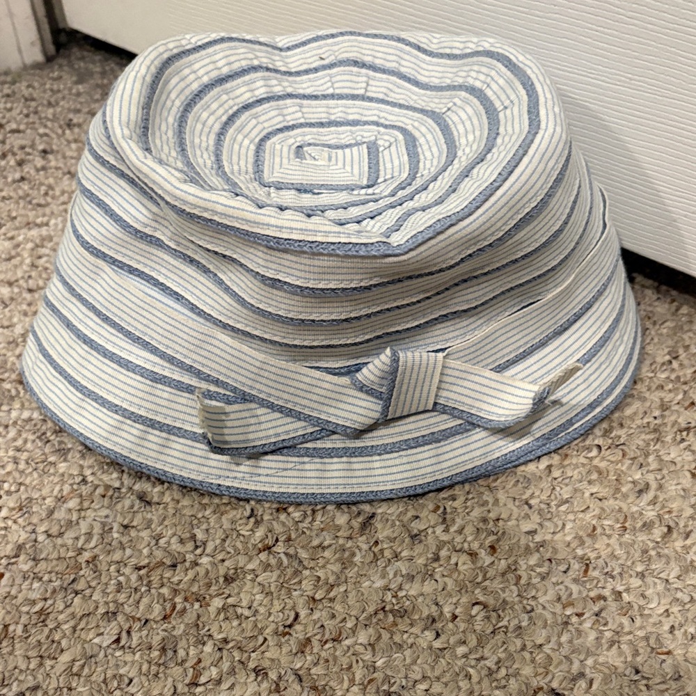 Never worn!!Striped Blue and White Bucket Hat